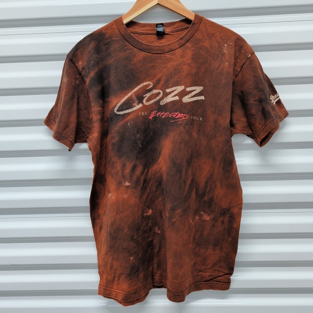 Cozz Dreamville The Effected Tour Shirt Size L Mens Orange Black Acid Wash Tee — photo 2